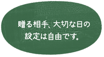 贈る相手、大切な日の設定は自由です。